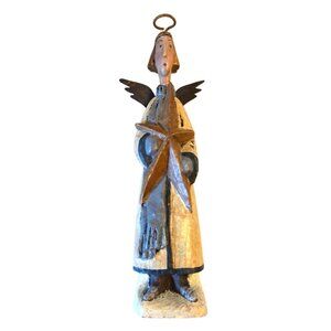 Greg Guedel Angel Figure Sculpture Vintage Primitive Folk Art Style Resin